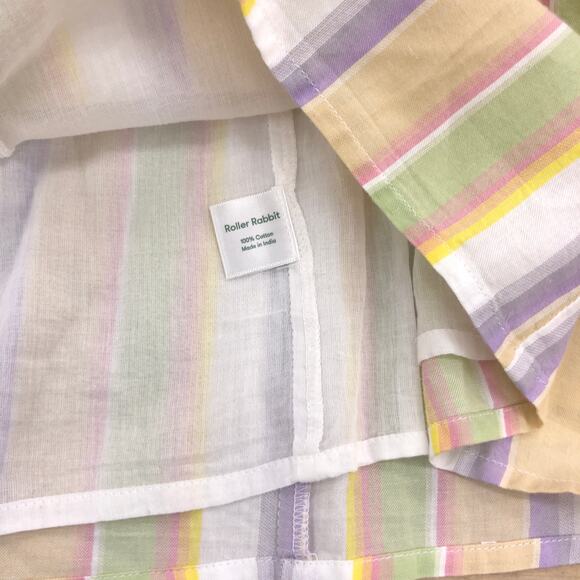 Roller Rabbit Womens Size M Top Alianne Puff Sleeve V Neck Multicolor Striped - Picture 13 of 16